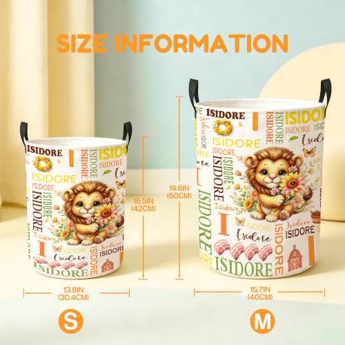 Image of Custom Lion Laundry Hamper, Personalized Laundry Basket with Name, Customized Dirty Clothes Basket for Clothes Toy Bathroom Bedroom Storage,S-16.5 inchX 13.8 inch