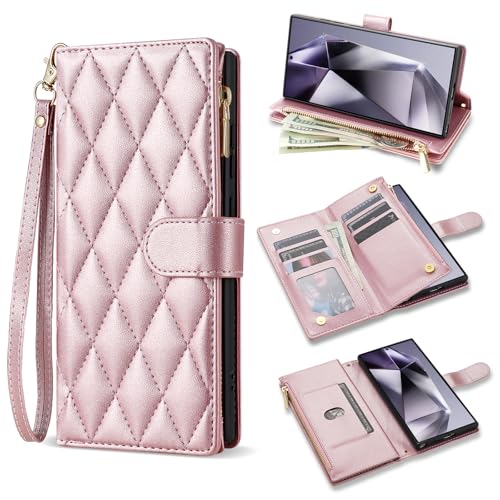UDBKKDX Funda tipo cartera para Samsung Galaxy Note 20, con correas para la muñeca y funda para pulsera, color rosa