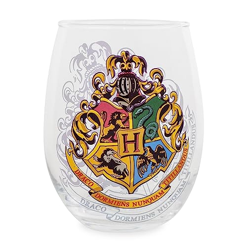 Image of Silver Buffalo Harry Potter Hogwarts Crest Stemless Glass w /Display Box, 20 Ounces
