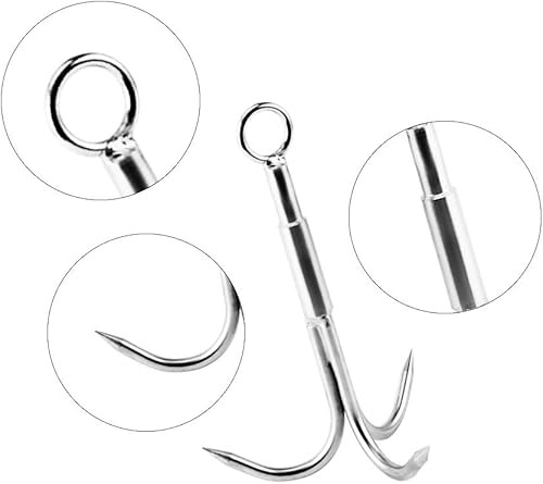 Miniatura 4 de Gancho de agarre, mosquetón de anclaje para escalada con ganchos de acero inoxidable de 3 garras para recuperación de anclaje, senderismo al aire