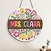 LOGGOL Personalized 3D Teacher Door Hanger, Gift for Teacher, Custom Teacher Name Sign Plate for Desk, Floral Teacher Name Door Hanger, Classroom Decor, Back to School Gift, Teacher Welcome Sign