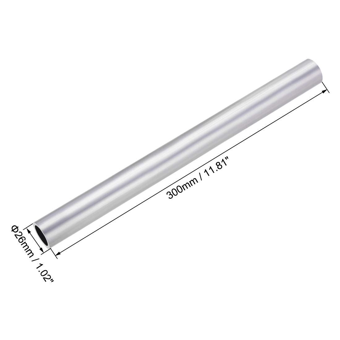 sourcing map Tube rond en aluminium 6063, 26mm OD 20mm ID 30cm de Longueur tube aluminium droit sans soudure