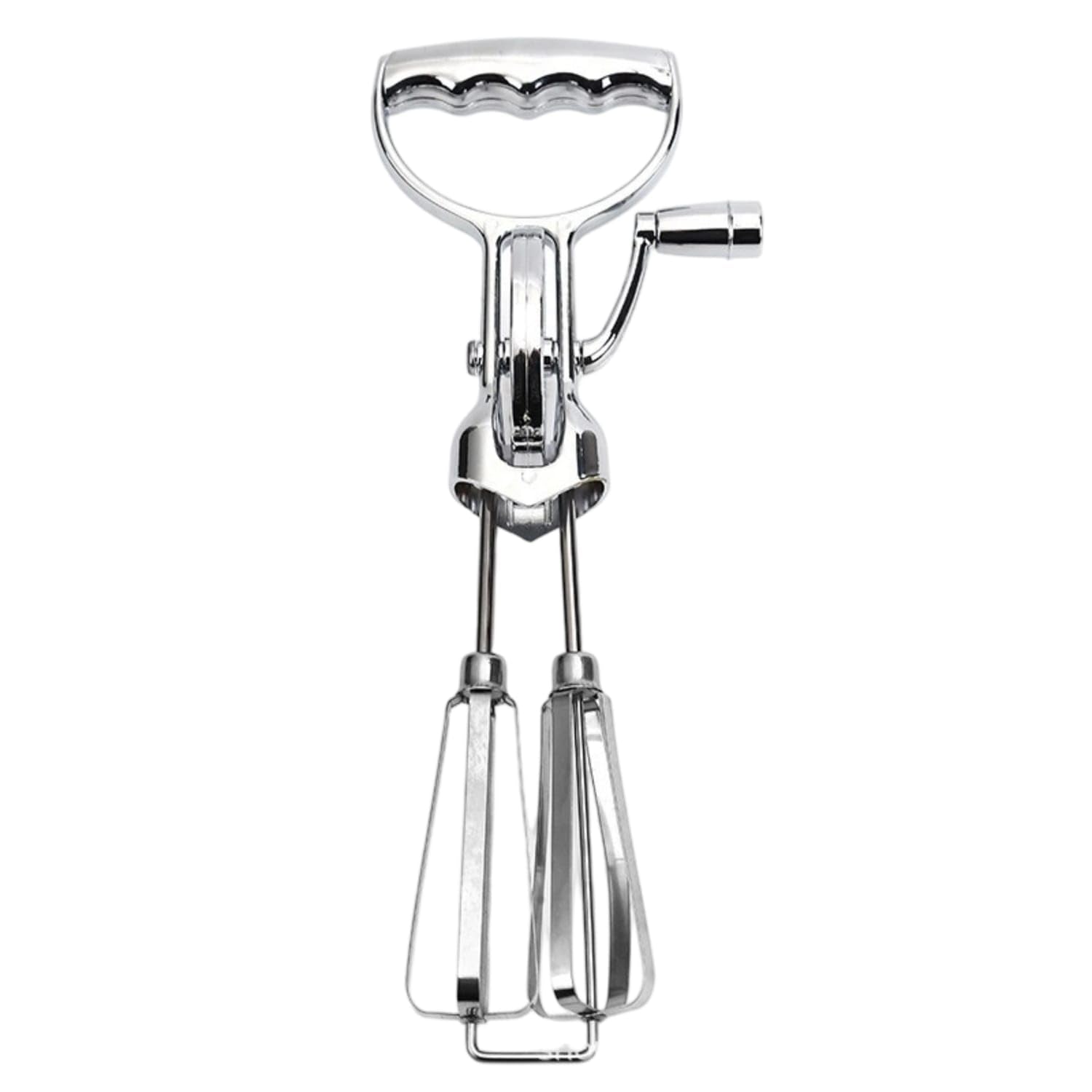 Electroplated Stainless Steel Rotary Egg Beater Polished Finish Hand Crank Egg Beater Geared Rotary Hand Whisk Compact, L-image-4