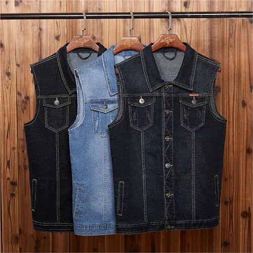 Chaleco vaquero de talla grande 8XL chaleco tejano hombre elástico sin mangas 3