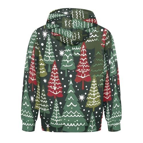Kids Hoodies Sweaters Christmas Xmas Trees Hooded Sweatshirts with Big Pockets for Boys Girls B04003302