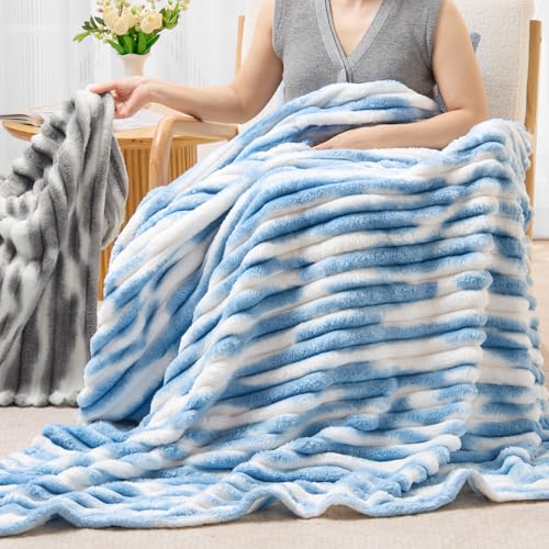 BEDELITE Striped Fleece Throw Blanket, Blue&White, 50"x60" by BEDELITE - Used condition - Image 8
