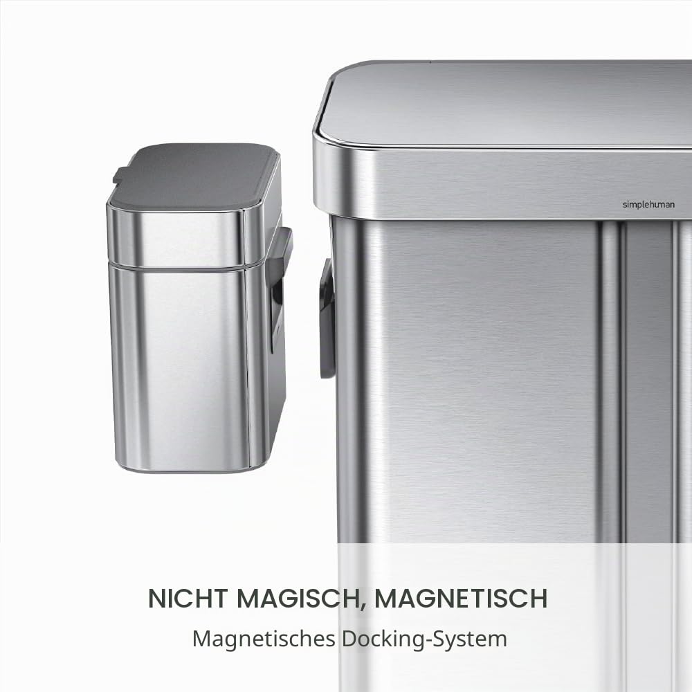 simplehuman CW1645 4 Liter, Kompost-Caddy, Komposteimer für Küche mit Deckel, gebürsteter Stahl, 5 Jahre Garantie