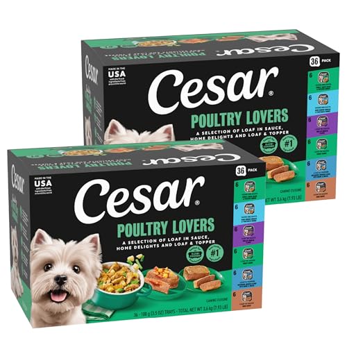 Cesar Classic Loaf in Sauce and Home Delights Adult Wet Dog Food Poultry Lovers...
