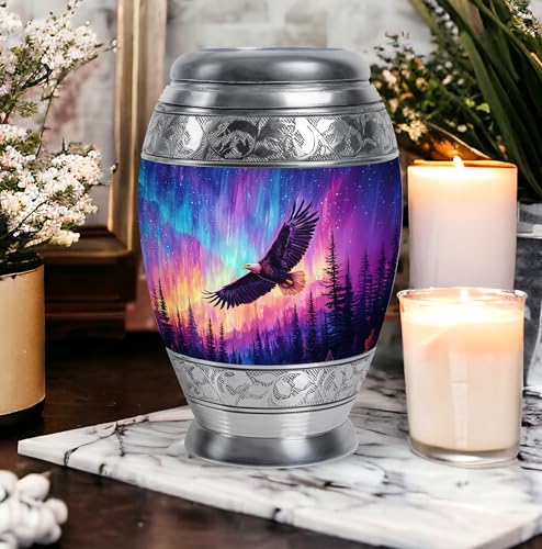 Image of Eagle Urn - Large Burial Urns for Human Ashes Adult Female - Memorial Funeral Urn - Decorative Urns - Combo of 10 Inch & 3 Inch