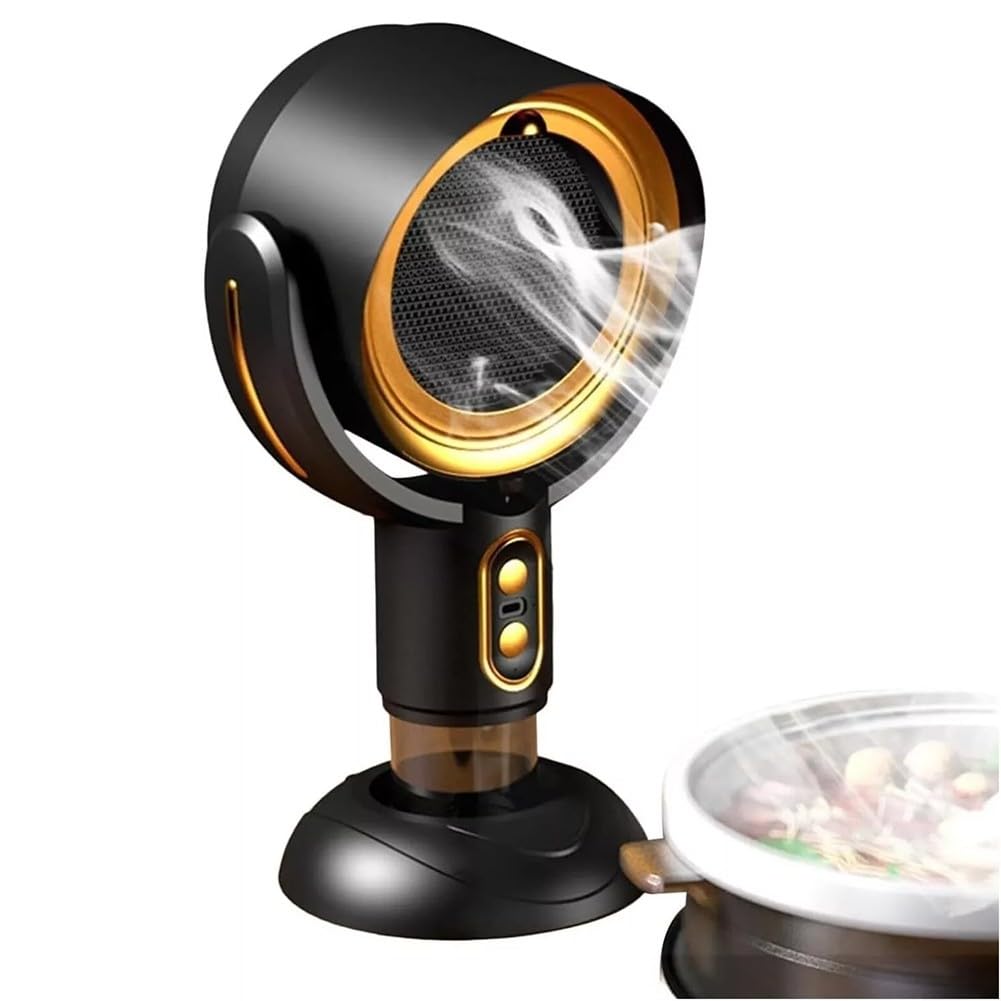 Desktop-Dunstabzugshaube, tragbare Mini-Dunstabzugshaube, tragbare Dunstabzugshaube für Wohnungen, mit USB-Ladefunktion und leichtem Design, perfekt für Kochlösungen (Schwarzgold)