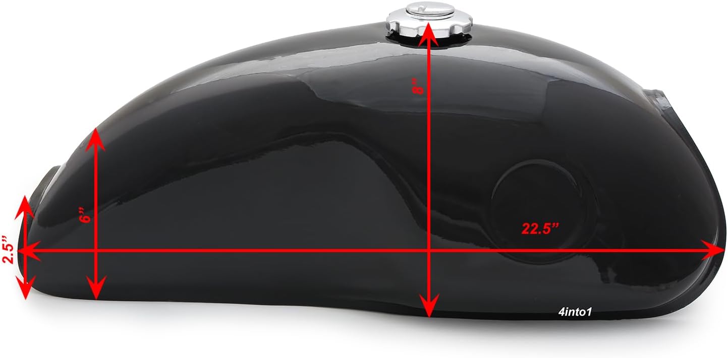 The Mojave Cafe Racer Gas Tank - Black - Motorcycle Gas / Fuel Tank 2.6 Gallon 10L