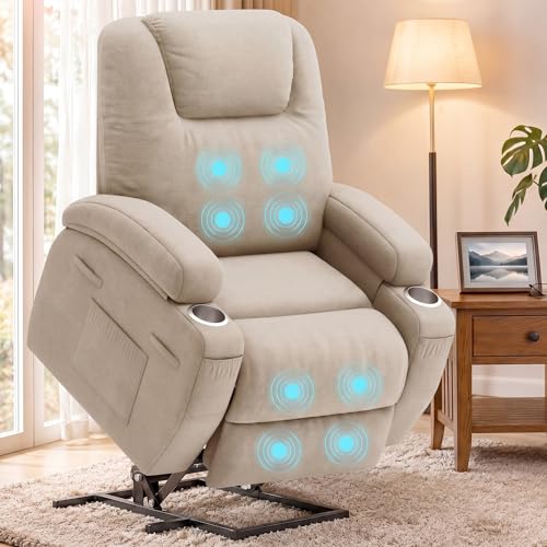 15 Best Ergonomic Recliner Chairs for Seniors in 2026 4 Flamaker Power Lift Chair Massage Recliner Chairs for Elderly - Ergonomic Design with Cup Holders & Side Pockets, Remote Control (Beige)