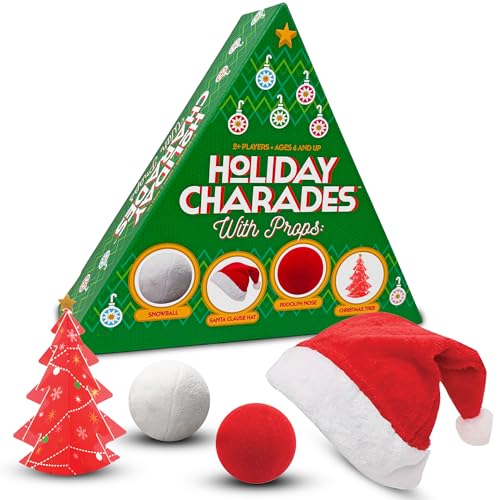 Project Genius: Holiday Charades - Game with Props Includes 60 Christmas Themed Prompt Cards Family Christmas Party Game Adults Kids 6+ 2+ Players
