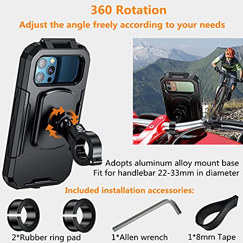 Kewig Bike Phone Mount Waterproof, Motorcycle Phone Mount with Aluminum Alloy Handlebar Mount Base & Touch-Screen, 360 Rotation Bike Phone Holder Suitable for 5.5'' - 7.0'' Cellphones by Kewig - Image 4