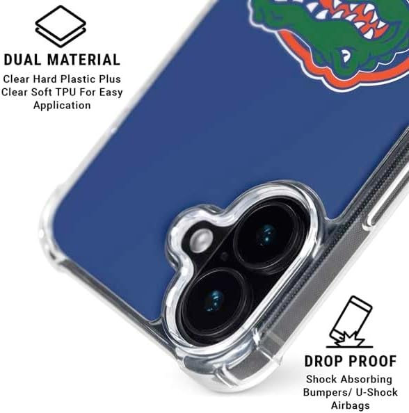 Skinit Clear Phone Case Compatible with iPhone 16 - Officially Licensed University of Florida Gators Mascot Blue Design