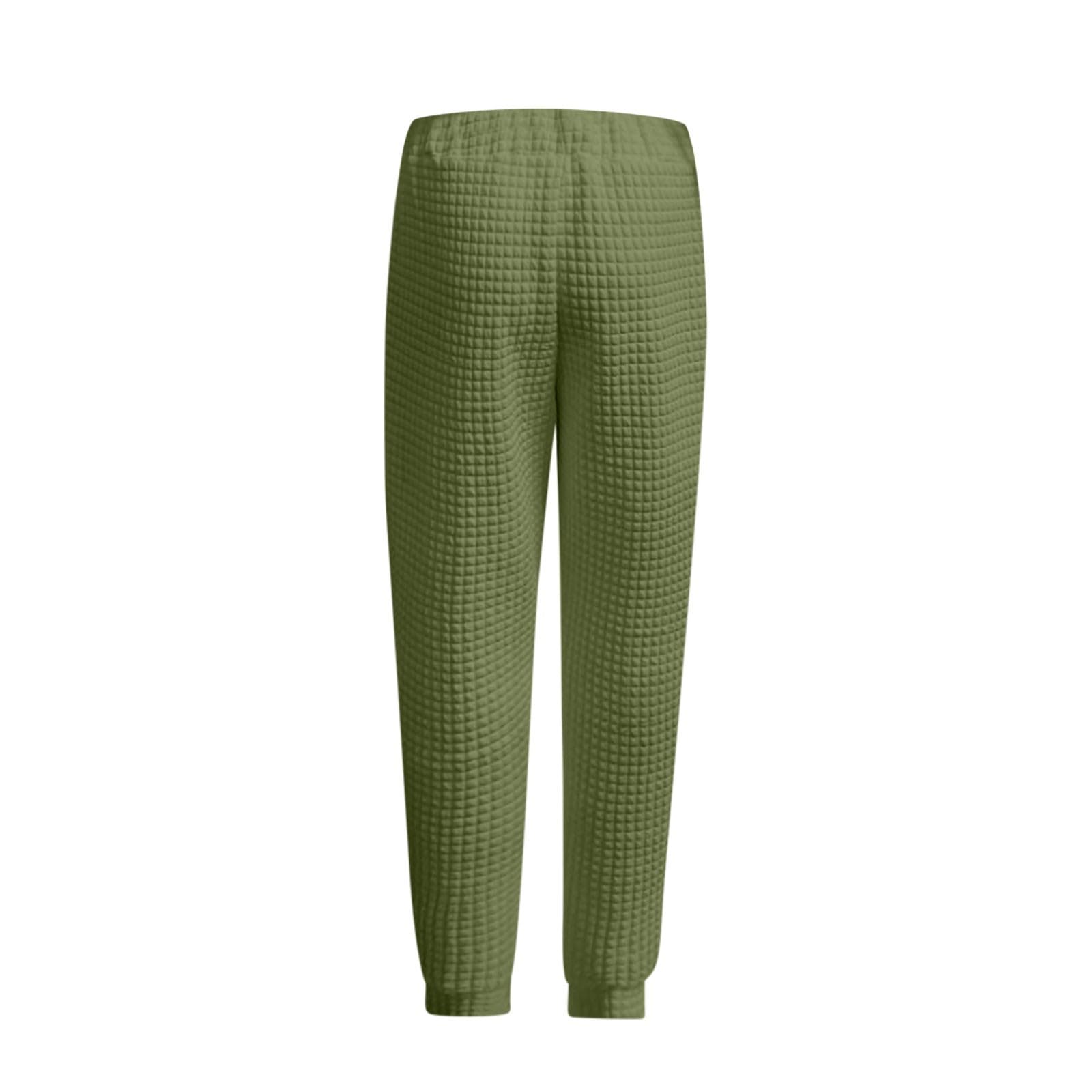 XUNRYAN Womens Casual Sweatpants High Waisted WaffleKnit Joggers Workout Pants Fashion Trousers Loungewear 2024 Fashion