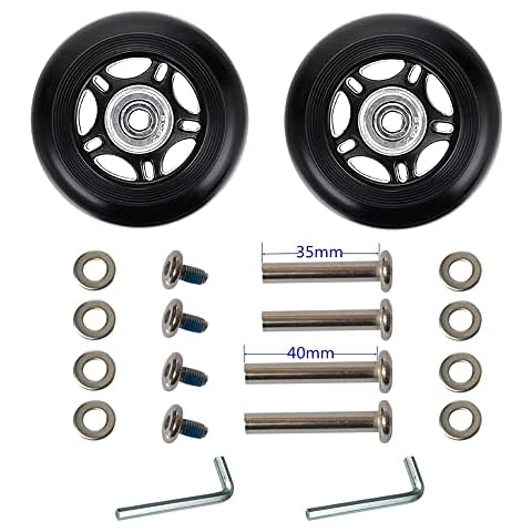 LOTOWELZON 1 Pair/2pcs Black Luggage Suitcase Replacement Wheels 80mm, Rubber Swivel Wheels 6mm Bearings Repair Kits (OD80xThk24mm/3.15x0.94in) Cover
