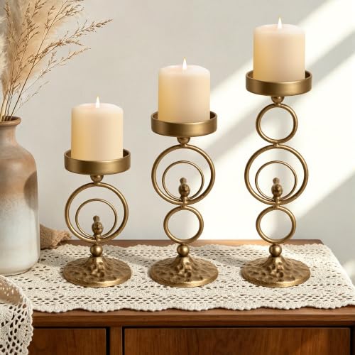 Aoligrace Brass Candle Holders for Pillar Candles...