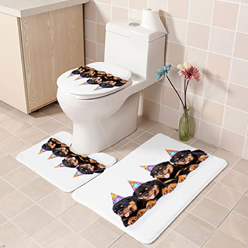 Badematten Set 3 teilig,Toilettenmatte Set,3er Badgarnitur Badezimmer Matte Set Dusch Bade Matte Vorleger Teppich 3D…