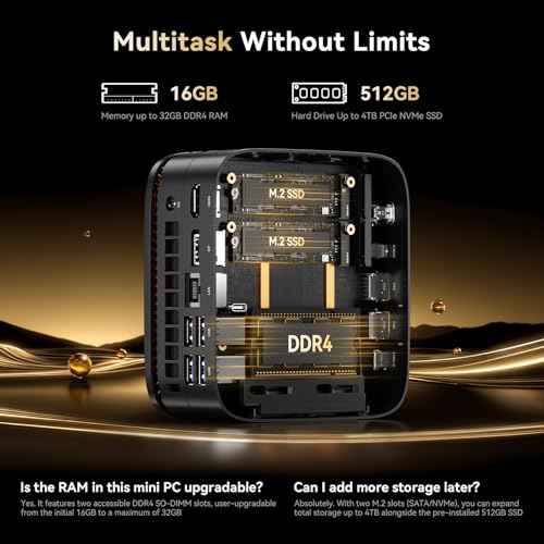 Image of KAMRUI Mini PC, Pinova P1 Micro Desktop Computer, AMD Ryzen R2544 (Beats 4300U /3500U /10110U, Up to 3.7GHz), 16GB DDR4 RAM 512GB M.2 SSD, Triple 4K Display, WiFi BT, Small PC for Business Office Home