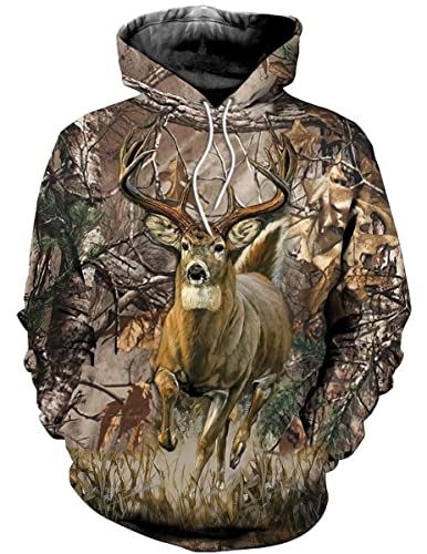 SWAG HIPSTER Hoodie Sweatshirt Hunting 3D Long Sleeve Shirts (7XL, Deer)