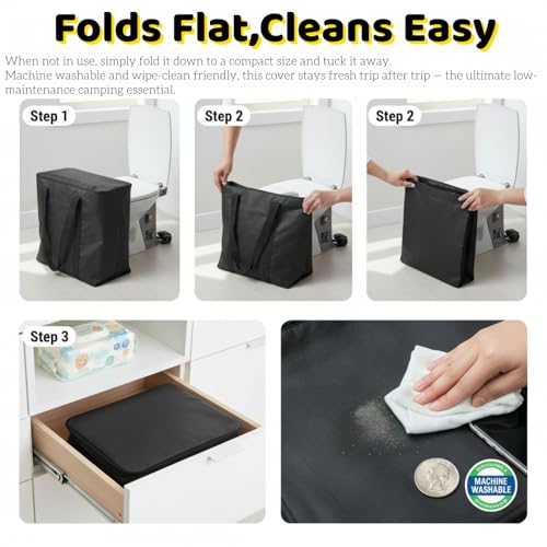 Voyboced Portable Toilet Storage Bag, Heavy Duty Double-Layer Nylon Carry Case for 5.3 Gallon Porta Potty, Waterproof Camping Toilet Cover,Black - Image 8