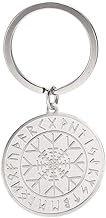 Dreamtimes Tree of Life Viking Style Stainless Steel Round Shape Creative 24 Norse Runes Irish Celtic Knot Amulet Viking Jewelry for Men Women