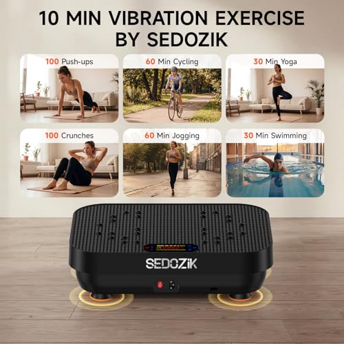 Image of SEDOZIK Vibration Plate Exercise Machine, 450lb Capacity Whole Body Vibrating Plate for Lymphatic Drainage, Shaker Board Platform for Weight Loss with Resistance Bands Bluetooth 120 Speeds