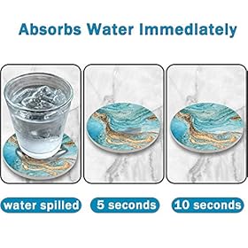 Dooke Coasters for Drinks, Round Absorbent Ceramic Stone Coasters Set of 6 with Cork Base, Funny Drink Coasters with… 51TbsPEvYsL. SS280