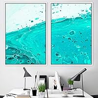2 Piece Framed Canvas Wall Art Organic Fluids Canvas Prints Home Artwork Decoration for Living Room,Bedroom - 16