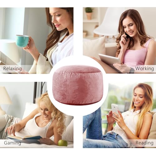 Image of SHOUREN 5 Ft Bean Bag Chair,Bean Bag Chairs for Living Room,5 Foot,Pink | Bean Bag Chairs for Adults,Memory Foam Filling,Beanbag with Filler Included,Soft Velvet Cover,Pocket & Pull-Handle