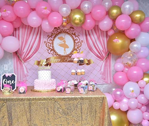 Csfoto Polyester 7X5Ft Ballerina Birthday Backdrop Barbie Party Decorations Cinderella Party Supplies Ballet Backdrop 4 Years Birthday Background Ballerina Backdrop Birthday Party Banner #TOP3