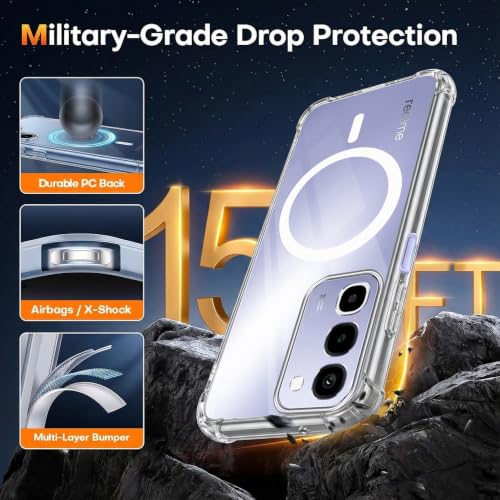 Image of Jkobi Shockproof Crystal-Clear Back Cover for Realme P4R 5G | Realme Narzo 100X 5G (Magsafe Wireless Support | Drop & Camera Protection | Hard Polycarbonate)