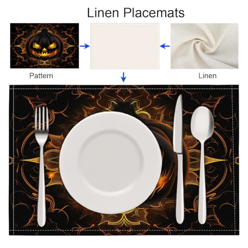 Sets de table gothiques lavables avec motif lanterne citrouille pour protéger votre table - 7