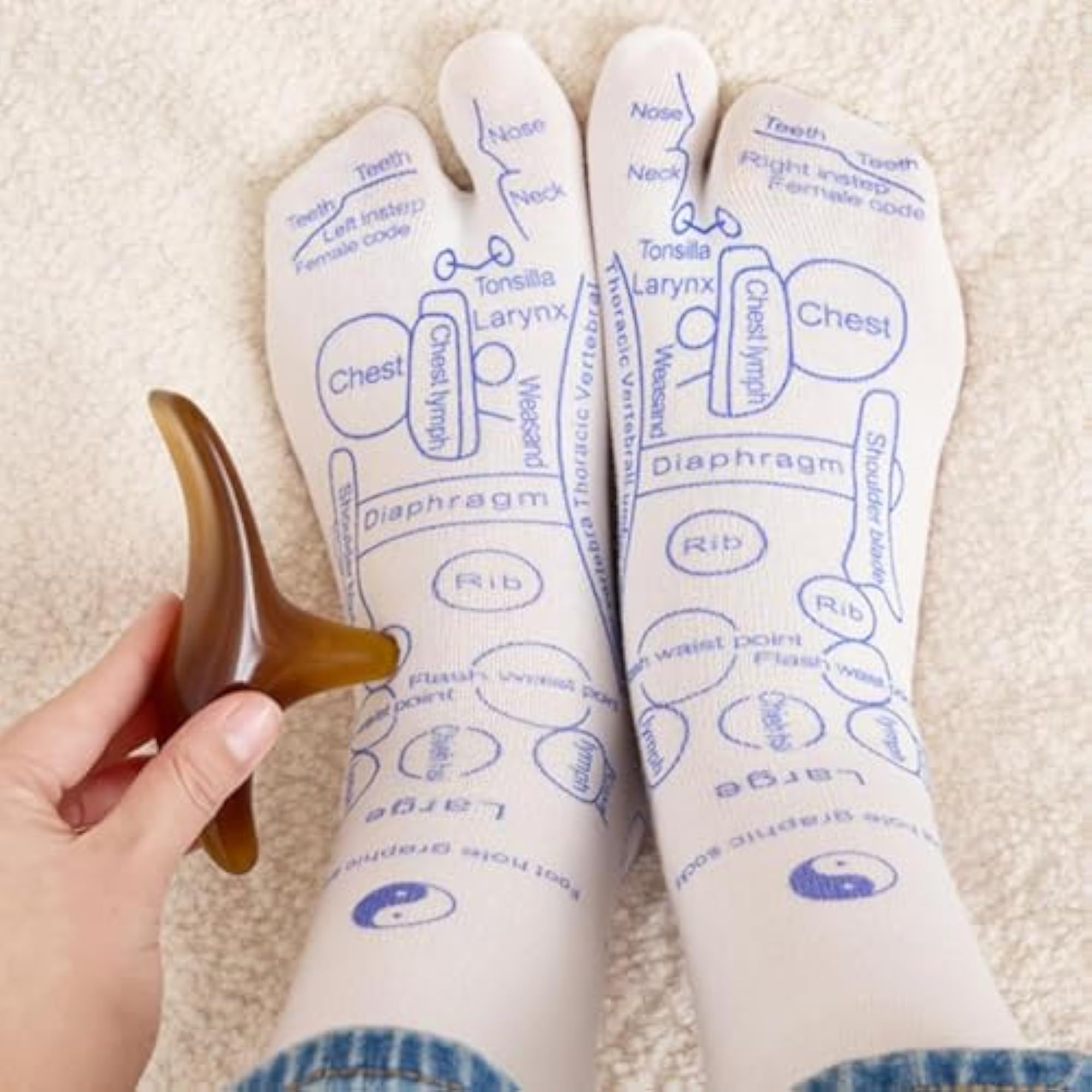 Reflexology Sock with Zone Marked Acupoint Illustration, Pain Relief