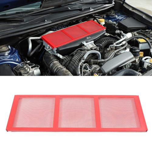 スバルWRX 2022年~現行対応 エンジンルーム ラジエーターネット 保護ネット エンジンコンパートメント 車用ラジエーターネット フードラジエーター カバー 外装パーツ 車用アクセサリー カーボンスチール製 (レッド)