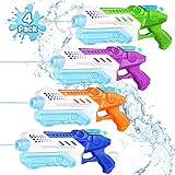 RONSTONE Pistola de Agua para Niños - 4 Pack Pistola de Agua Super Water Guns con 25-30 Pies de Largo Alcance de Tiro - Verano Piscina Jardín Fiesta Favor Playa Lucha Juguetes al Aire Libre