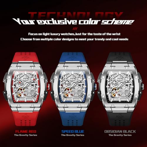 Image of OUPINKE Watch Men Self Winding Luxury Skeleton Mechanical Business Dress Male Watch Wrist Watches Calendar White Watches