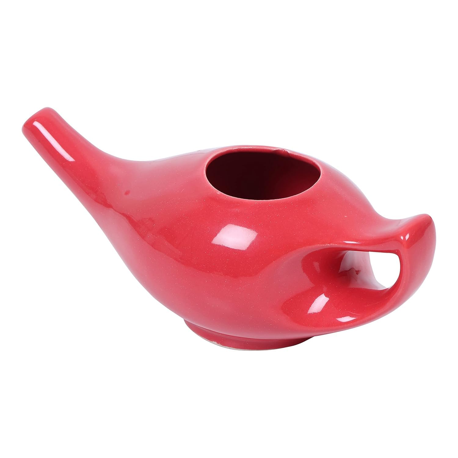 QIMACPLUS Leak-Proof Durable Ceramic Jal Neti Pot | Non-Metallic, Lead-Free, Microwave & Dishwasher Safe with Comfortable Grip | 1 PCS (Red - 220 ML) 2
