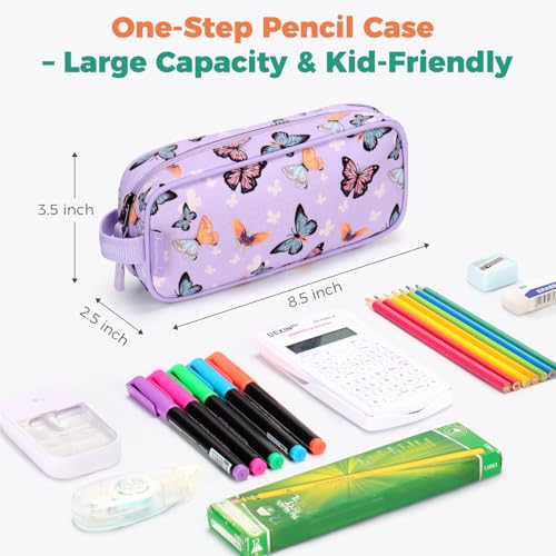 Image of Choco Mocha Kids Pencil Case for Girls, Soft Zipper Pencil Pouch for Girls Pencil Case for School Butterfly Pencil Bag for Toddler Girl, Purple