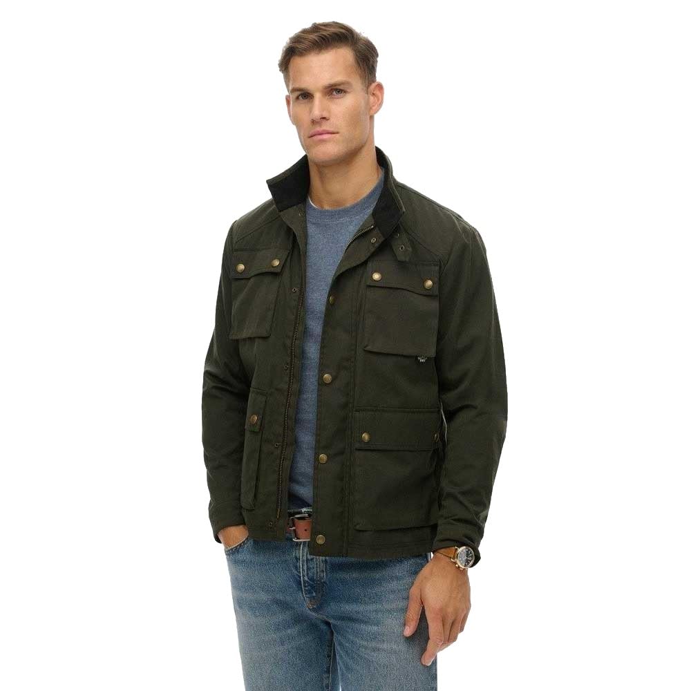 Superdry Unisex Surplus Goods Olive Green Merchant Wax Racer Jacket M5012190a L