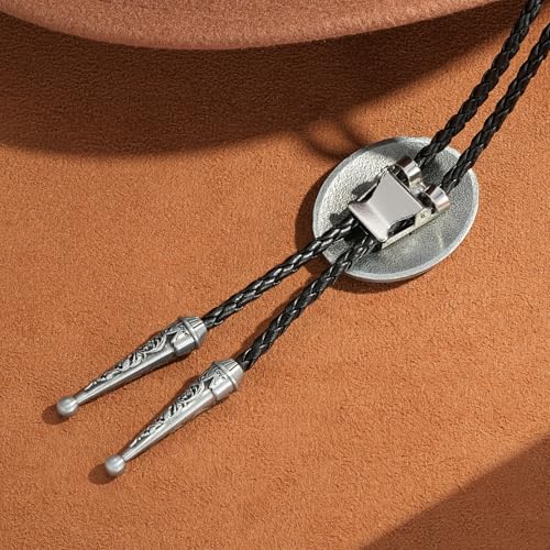 Image of HUABOLA CALYN Bolo tie for Men, Western Cowboy Golden Alphabet Initial Letter ABCDJMR to Y Costume Bolo ties Neckties