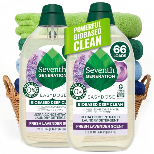 Seventh Generation EasyDose Laundry Detergent Fresh Lavender Scent 2 Pack Ultra Concentrated Washing Detergent 23 oz