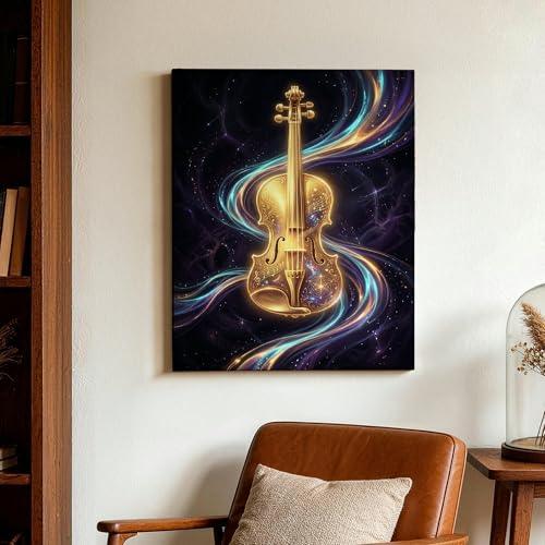 Toile violon doré design abstrait pour sublimer votre chambre