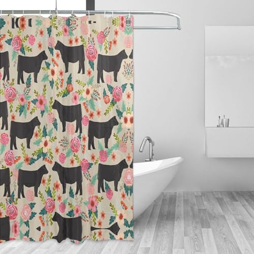 Rideau de douche imperméable contre les éclaboussures motif vache - 3