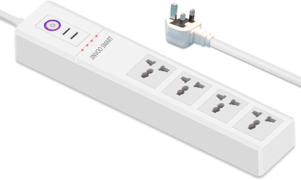 ZigBee Extension Lead Smart Power Strip 16A Surge Protector Socket 4AC+2USB Compatible with Amazon Alexa and Google Assistant, Support Voice/APP Control, Timing Schedule, Overload Protection
