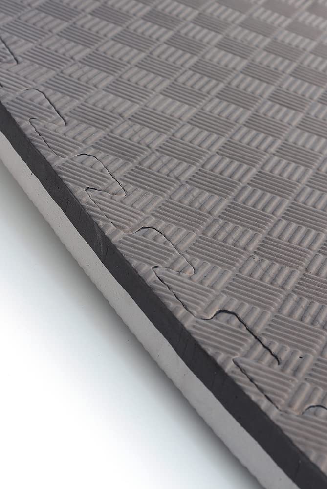 MUGAR- Suelo Tatami Puzzle para centros deportivos y de rehabilitación. 1x1 metros. Gris y Negro