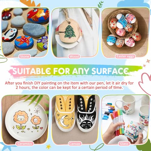 Tenare 24 Porzellanmalstifte mit Doppelspitze – 48 Brillante Farben, Pinsel- & Feine Spitze – Porzellanstifte zum Bemalen von Tassen, Glas, Keramik, Holz, Metall & DIY-Bastelprojekte