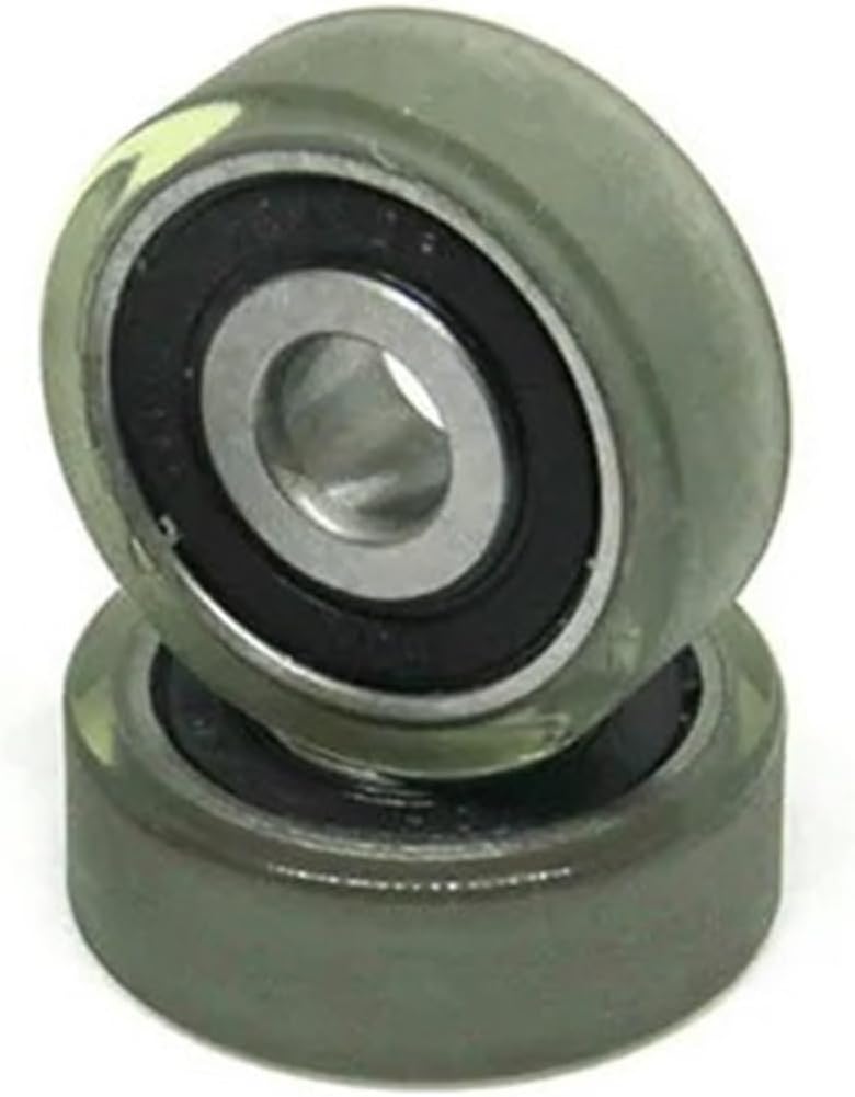 1pcs 4x15x5 mm Polyurethane Covered Bearing Pulley PU62415-5 OD 15mm Shaft 4mm Urethane Cover PU624 Bearing 4 * 15 * 5 Platic Roller(PU62420-5 4x20x5mm)