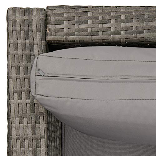 SVITA Queens Poly Rattan Sitzgruppe Couch-Set Ecksofa Sofa-Garnitur Gartenmöbel Lounge Schwarz, Grau oder Braun (Grau) - 7